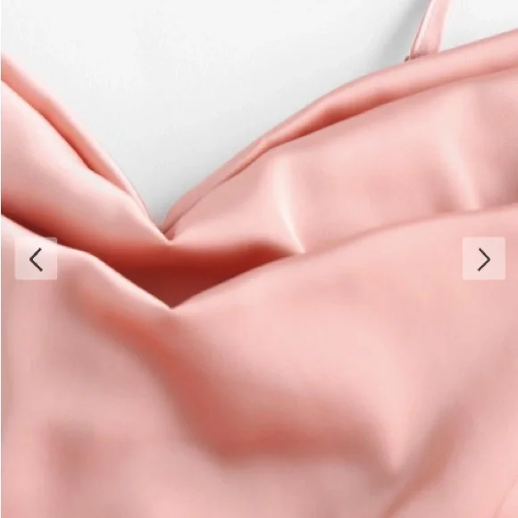 ZAFUL Bownit Draped Satin A-Line Slip Pink Dress NWT - Picture 3 of 4